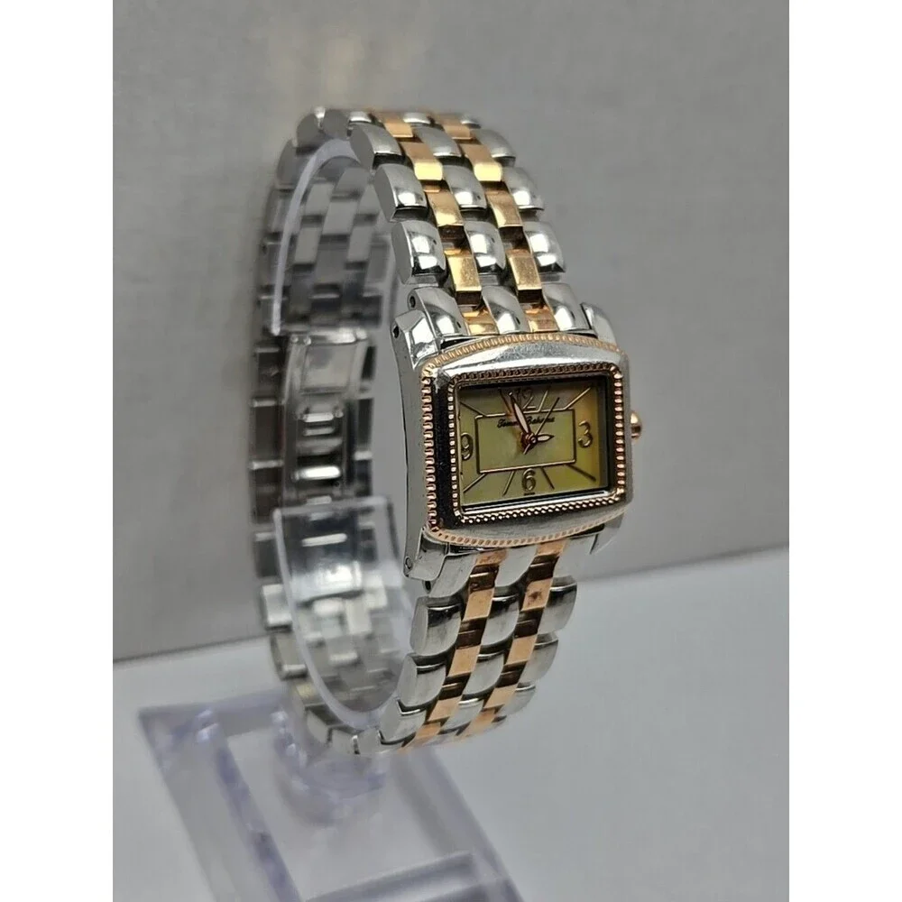 Tommy Bahama Womens Swiss MOP Tank Watch Rose Gold Silver Tone New Battery Dress